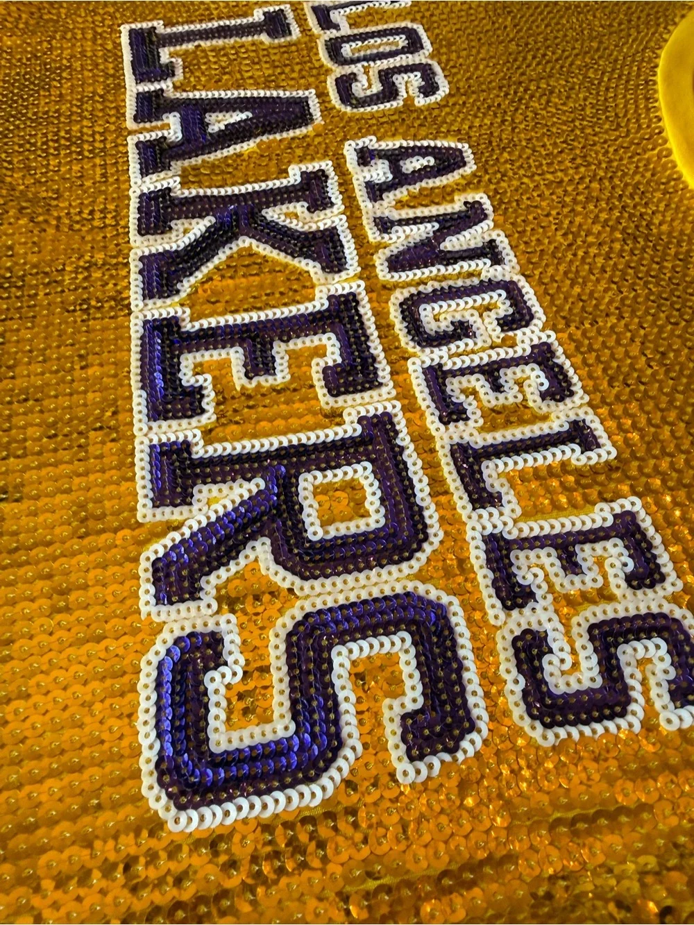 Los Angeles Lakers Gold Sequin women’s tee